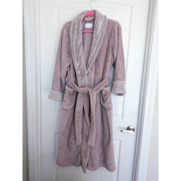 Carole Hochman Robe Womens M Dusty Rose Plush Textured Shawl Collar Barbie - Picture 5 of 6